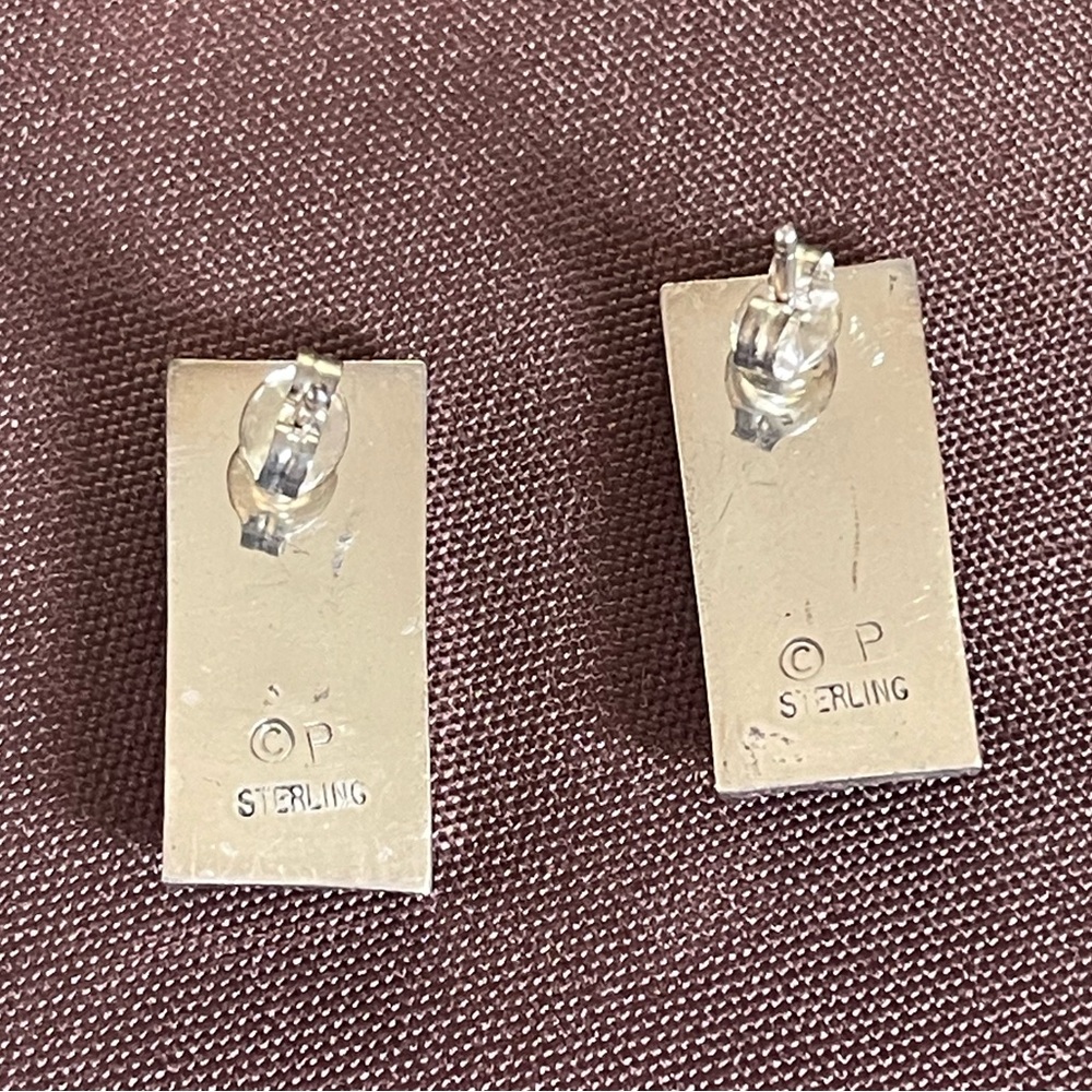 Turquoise And Silver Rectangular Earrings - image 6